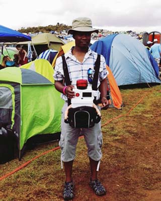 Loyiso Madinga with BabyBot at the music festival