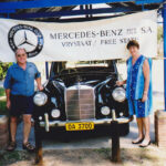 Louis-and-Hermien-Coetzer-being-honoured-by-their-Mercedes-Benz-club,-proudly-posing-with-their-Ponton