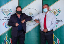 L-R - Neil Wilkinson, Managing Director at Kryolan South Africa and Barry Hendricks SASCOC President
