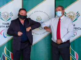 L-R - Neil Wilkinson, Managing Director at Kryolan South Africa and Barry Hendricks SASCOC President