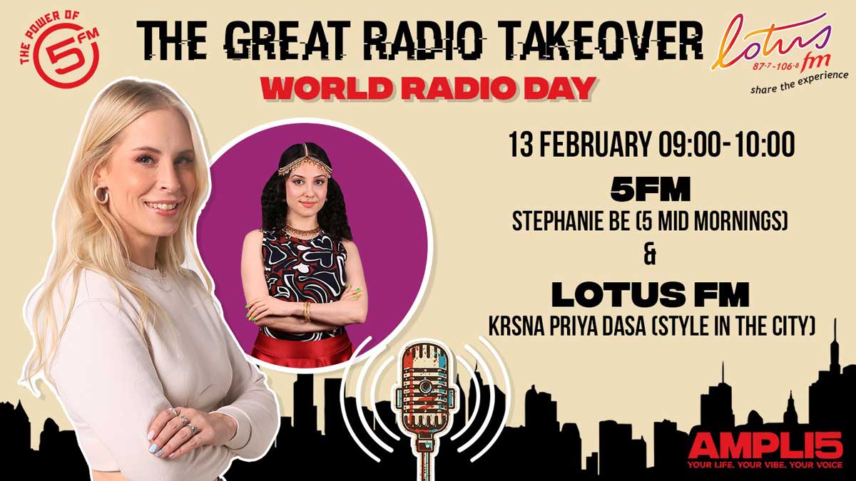 Stephanie Be on 5 Mid Mornings will be handed the baton between 10AM-11AM, as she is joined by Krsna Priya Dasa who hosts “Style in the City” on Lotus FM. 